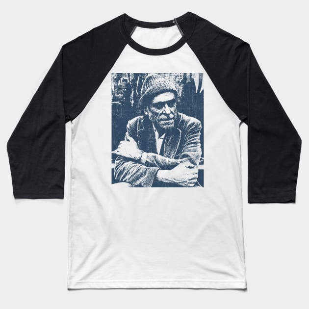 Charles Bukowski - Blue Vintage Color Baseball T-Shirt by Campfire Classic